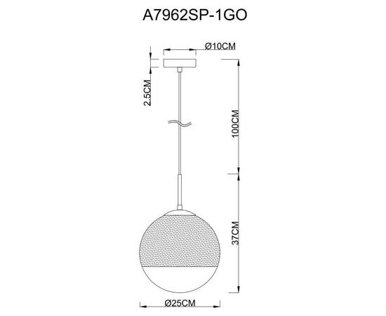 Подвесной светильник Arte Lamp Jupiter Gold A7962SP-1GO, изображение 3