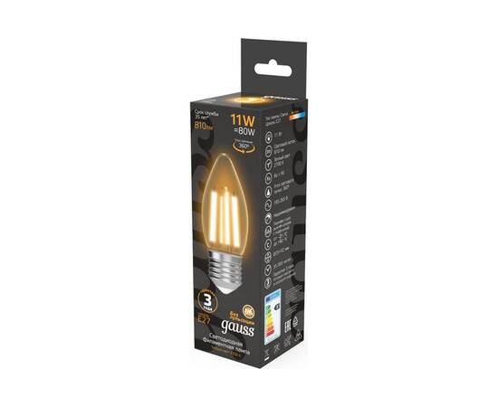 Лампа светодиодная филаментная Gauss E27 11W 2700K прозрачная 103802111, изображение 5