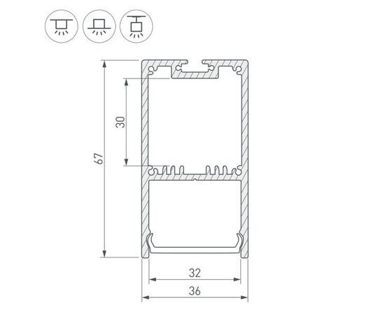 Профиль Arlight SL-Line-3667-3000 Anod 036197, изображение 2