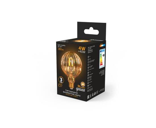 Лампа светодиодная филаментная Gauss E27 4W 2400K золотая 147802004, изображение 3