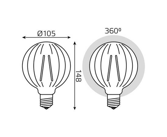 Лампа светодиодная филаментная Gauss E27 4W 2400K золотая 147802004, изображение 4