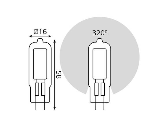 Лампа светодиодная Gauss G4 4.5W 3000K прозрачная 107807104, изображение 2