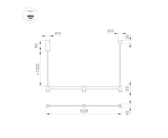 Подвесной светодиодный светильник Arlight SP-Elizeo-S1000-16W Warm3000 036593, изображение 2