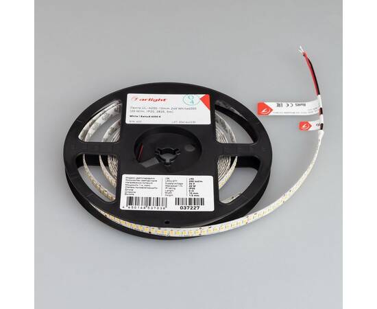 Светодиодная лента Arlight 20W/m 200LED/m 2835SMD холодный белый 5M UL-A200-10mm 24V White6000 03722, изображение 2