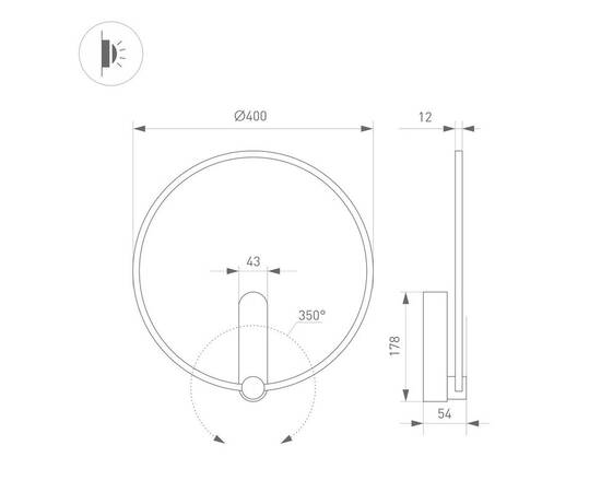 Бра Arlight SP-Vinci-Ring-R400-13W Day4000 037063, изображение 2