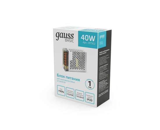 Блок питания Gauss 40W 12V IP20 BT502, изображение 4