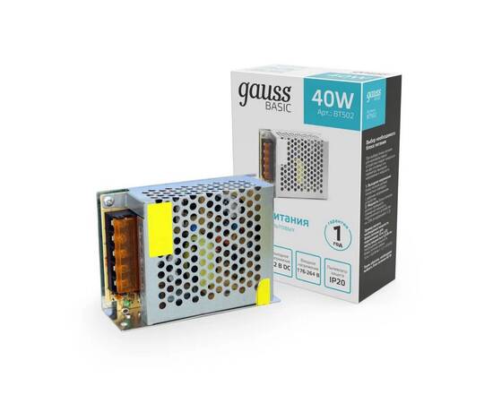 Блок питания Gauss 40W 12V IP20 BT502, изображение 5