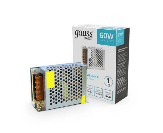Блок питания Gauss 60W 12V IP20 BT503, изображение 5