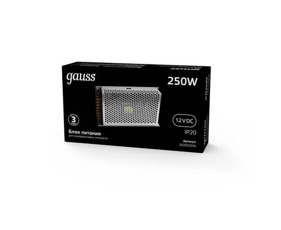 Блок питания Gauss Led Strip PS 12V 250W IP20 25A 202003250, изображение 4