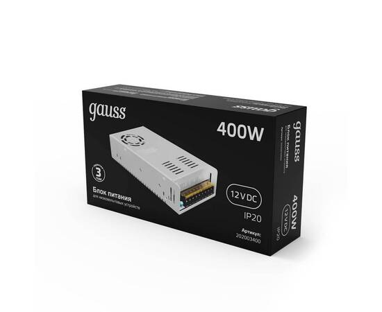 Блок питания Gauss Led Strip PS 12V 400W IP20 40A 202003400, изображение 4
