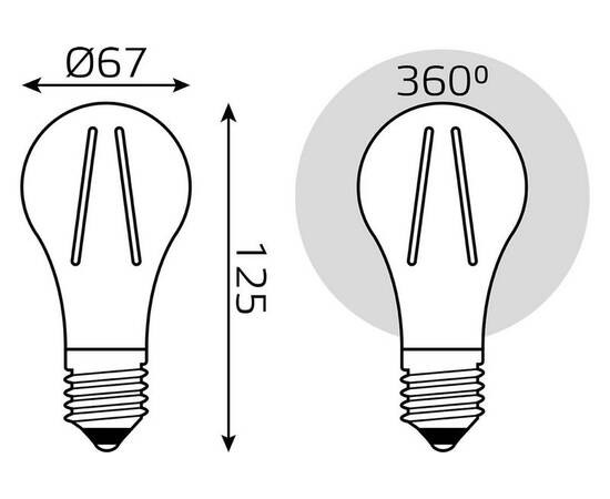 Лампа светодиодная филаментная Gauss E27 30W 2700K прозрачная 102902230, изображение 2