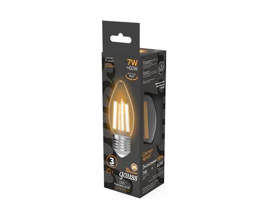Лампа светодиодная филаментная Gauss E27 7W 2700K прозрачная 103802107, изображение 5