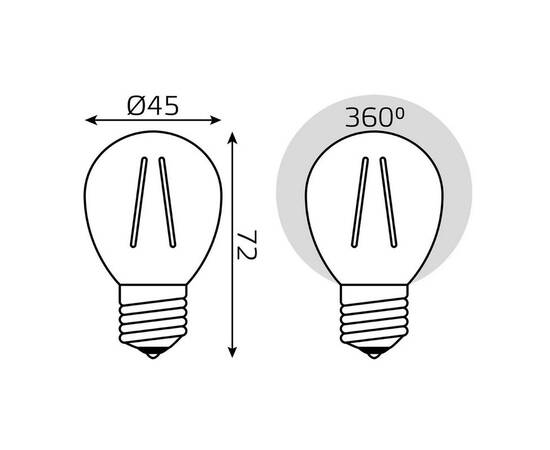 Лампа cветодиодная филаментная Gauss E27 7W 2700K прозрачная 3 шт. 105902107T, изображение 2