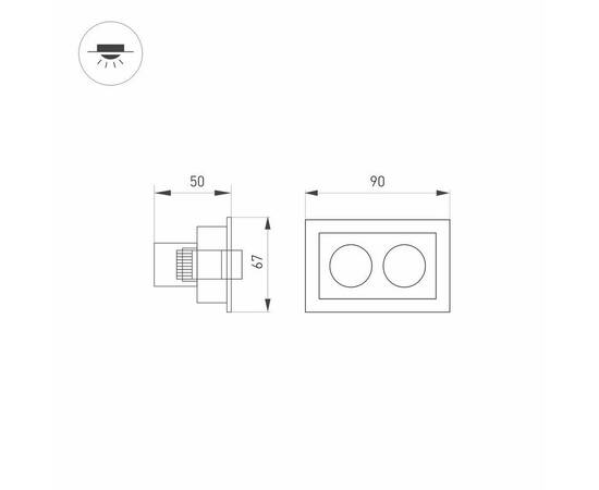 Встраиваемый светодиодный светильник Arlight MS-Orient-Built-Turn-TC-S67x90-5W Warm3000 034876, изображение 2