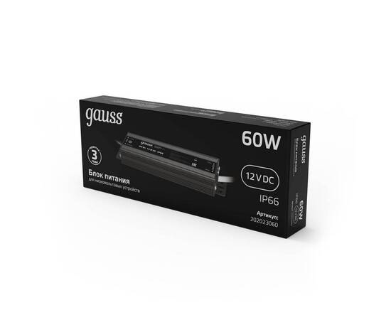 Блок питания Gauss 12V 60W IP66 8A 202023060, изображение 4