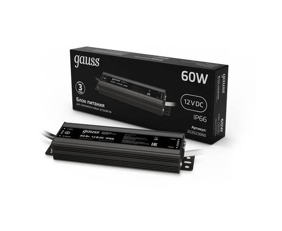 Блок питания Gauss 12V 60W IP66 8A 202023060, изображение 5