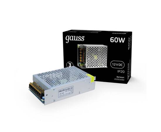 Блок питания Gauss Led Strip PS 12V 60W IP20 8A 202003060, изображение 5