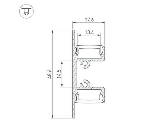 Профиль Arlight ARH-Wall-1849-Dual-2000 Anod 036339, изображение 2