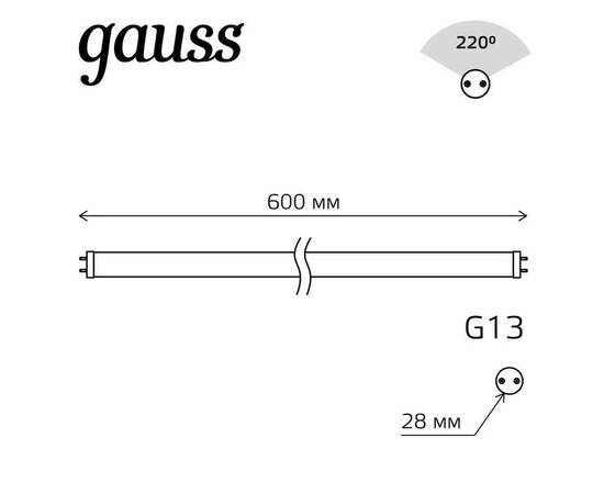Лампа cветодиодная Gauss G13 10W 6500K матовая 1930302, изображение 3