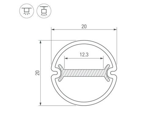 Профиль Arlight ARH-Round-D20-Dual-2000 Anod 039218, изображение 2