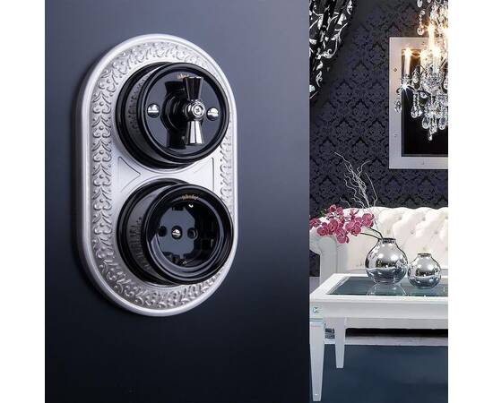 Выключатель двухклавишный на 4 положения Werkel Ретро черный W5620008 4690389166747, изображение 3