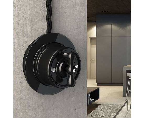 Выключатель двухклавишный на 4 положения Werkel Ретро черный W5620008 4690389166747, изображение 5