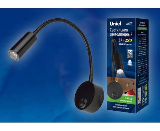 Бра Uniel ULT-F21-3W/4000K IP20 Black UL-00004176, изображение 2