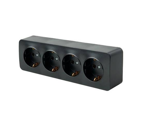 Розетка 4-местная 2P+PE Stekker София черный матовый MST16-14-05 49506