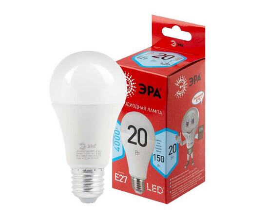 Лампа светодиодная Эра E27 20W 4000K LED A65-20W-840-E27 R Б0049637, изображение 3
