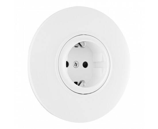 Розетка круглая с/з и шторками и рамкой Arte Milano SET08-1-40-1 white
