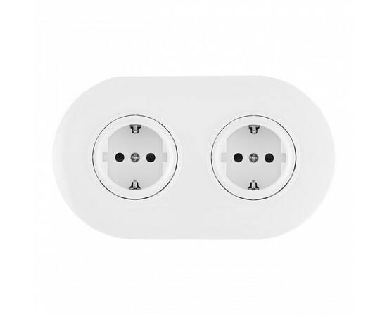 Круглая розетка двойная (двухпостовая) с/з и шторками Arte Milano SET08-2-40-1x2 white