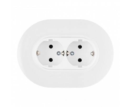 Круглая розетка двойная с/з и шторками Arte Milano SET08-double-40-2 white