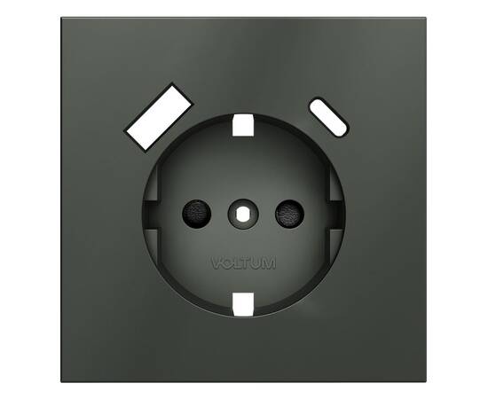 Накладка для розетки с заземлением и защитными шторками, с USB A+C Voltum S70 (титан) VLS001006