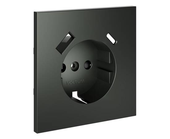 Накладка для розетки с заземлением и защитными шторками, с USB A+C Voltum S70 (титан) VLS001006, изображение 2