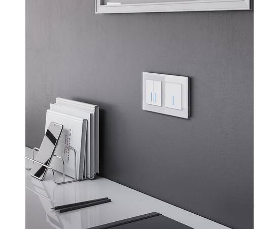 Сенсорный выключатель двухклавишный с функцией Wi-Fi Werkel белый W4520601 4690389171192, изображение 2