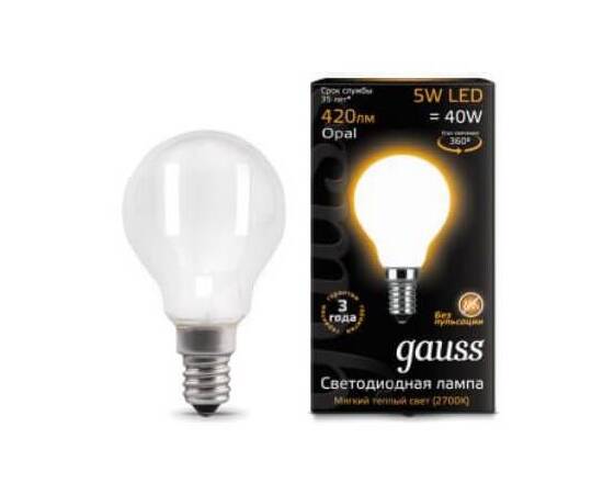 Лампа светодиодная филаментная Gauss E14 5W 2700К матовая 105201105