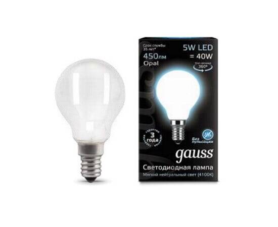 Лампа светодиодная филаментная Gauss E14 5W 4100К матовая 105201205