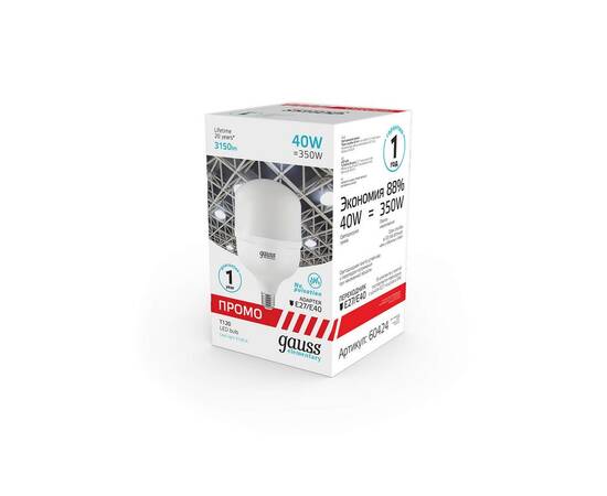 Лампа светодиодная Gauss E40 40W 4100K матовая 60424, изображение 4