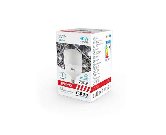 Лампа светодиодная Gauss E40 40W 4100K матовая 60424, изображение 5