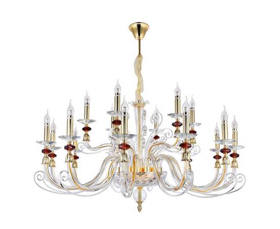 Подвесная люстра Crystal Lux Catarina SP12+6 V2 Gold/Transparent-Cognac