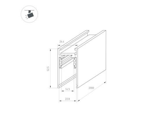 Шинопровод магнитный Arlight Mag-Orient-Track-2652-2000 033632, изображение 2
