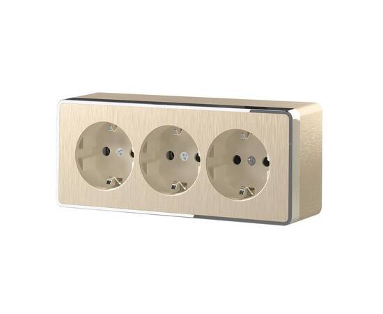 Розетка тройная с/з со шторками Werkel Gallant шампань рифленый W5073110 4690389163883