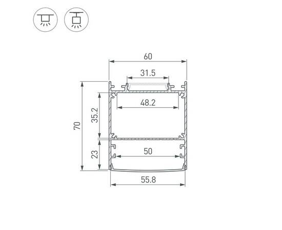 Профиль Arlight Line-6070-3000 Anod 047502, изображение 2