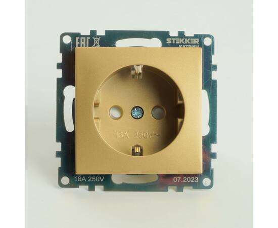 Розетка 2P+E Stekker Эрна золото GLS16-7110-08 49224