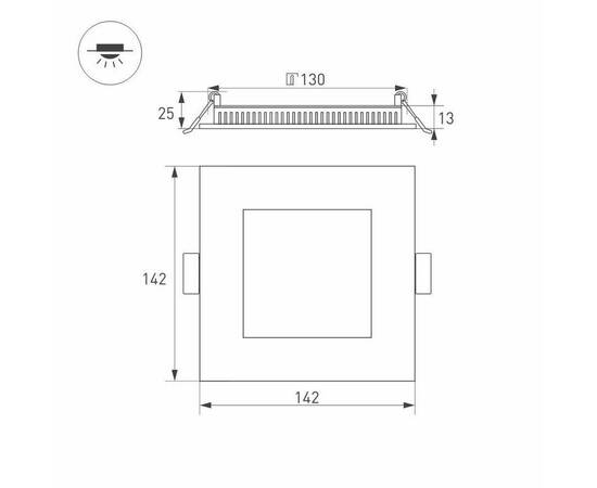 Встраиваемый светодиодный светильник Arlight DL-142x142M-13W White 020128, изображение 6