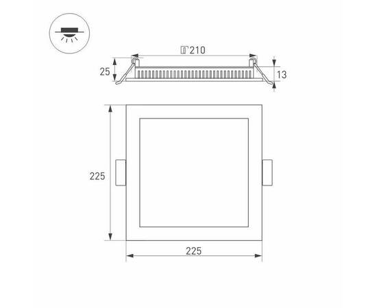 Встраиваемый светодиодный светильник Arlight DL-225x225M-21W Day White 020136, изображение 6