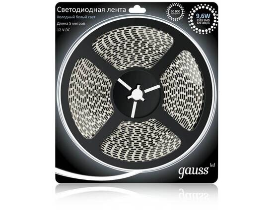 Светодиодная лента Gauss 9,6W/m 120LED/m 2835SMD холодный белый 5M 312000310
