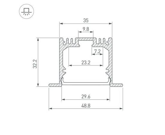 Профиль встраиваемый Arlight ARH-Power-W35-3000 Anod 036168, изображение 2