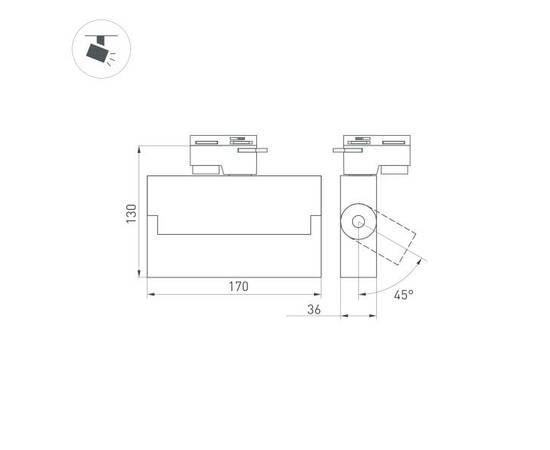 Трековый светодиодный светильник Arlight LGD-Loft-Track-2TR-S170-10W Warm3000 036469, изображение 2