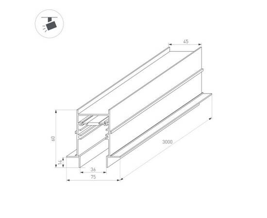Магнитный встраиваемый шинопровод Arlight Mag-Track-4560-FDW-3000 (BK) 034680, изображение 2